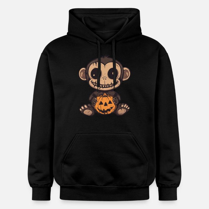 Singe Halloween Drôle Zombie - Sweat à capuche Softstyle® Gildan Unisexe - noir