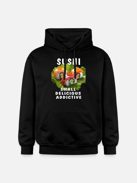 SUSHI SMALL DELICIOUS ADDICTIVE - Gildan Unisex Softstyle® Midweight Hoodie - black