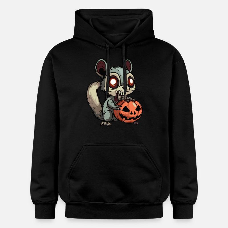 Écureuil Halloween Drôle Zombie - Sweat à capuche Softstyle® Gildan Unisexe - noir