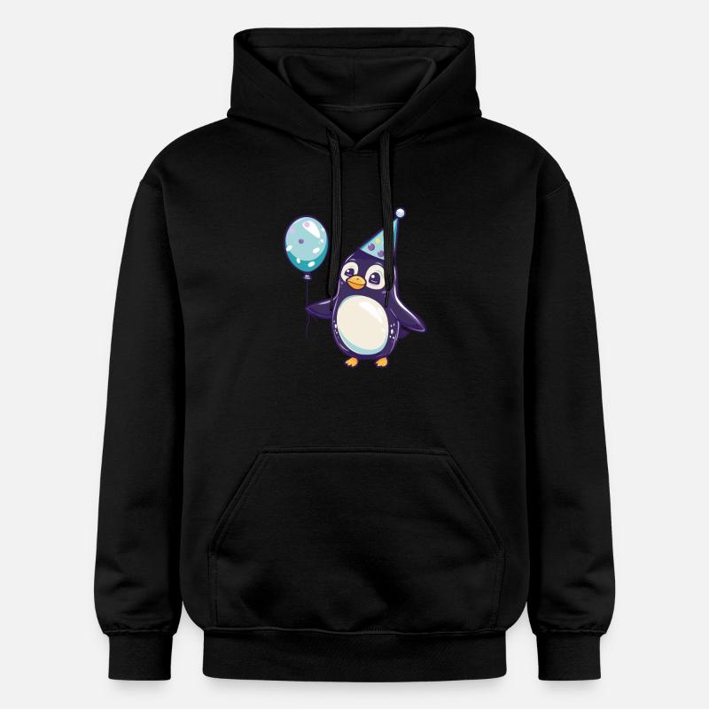 Bande dessinée d’anniversaire pingouin - Sweat à capuche Softstyle® Gildan Unisexe - noir