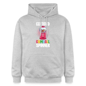 Machine à chewing-gum Machine à chewing-gum - Sweat à capuche Softstyle® Gildan Unisexe - gris clair chiné - Devant - Liana (172cm) & Jaron (178cm)