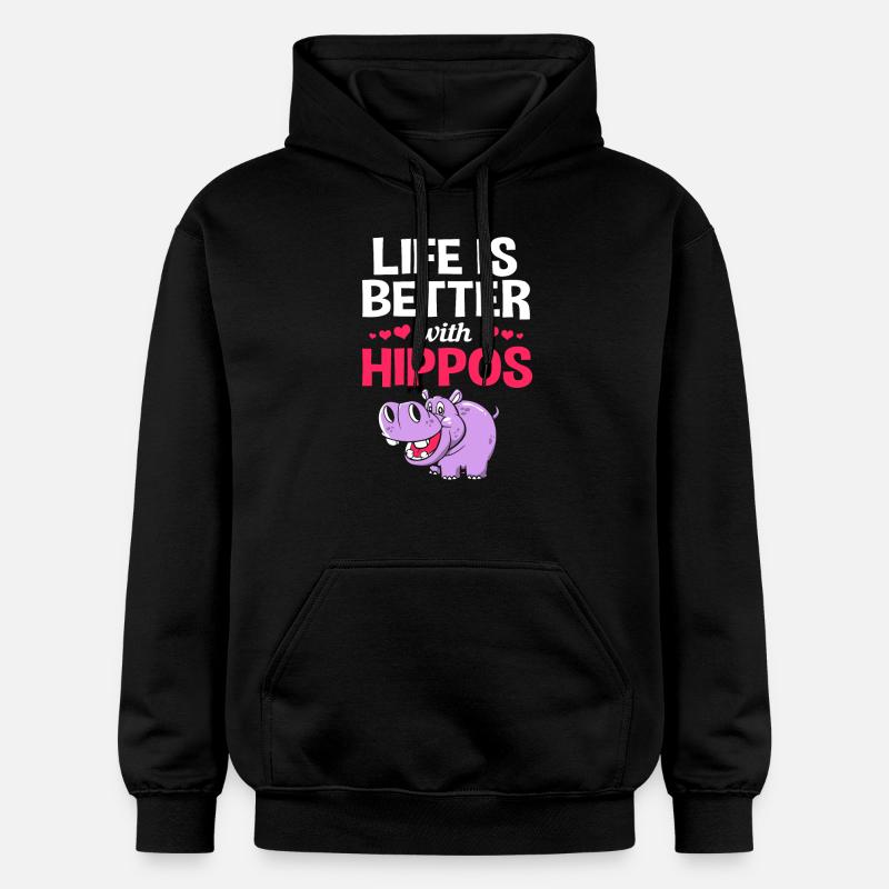 Hippopotame - Sweat à capuche Softstyle® Gildan Unisexe - noir