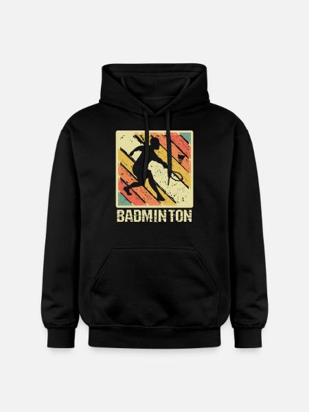 Badminton Retro Sunset Player - Gildan Unisex Softstyle® Midweight Hoodie - black