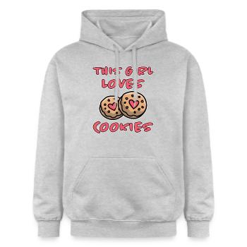 Cookies Disant Biscuits au Chocolat Cadeau de Cookie Drôle - Sweat à capuche Softstyle® Gildan Unisexe - gris clair chiné - Devant - Liana (172cm) & Jaron (178cm)