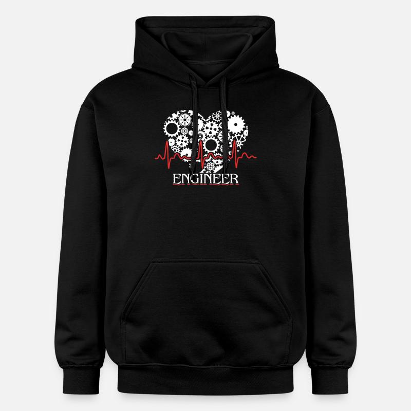 Engineer Engineer Heartbeat - Gildan Unisex Softstyle® Midweight Hoodie - black