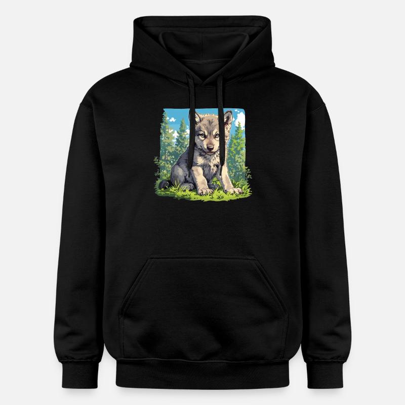 Wölfe Wolf - Gildan Unisex Softstyle® Midweight Hoodie - Schwarz