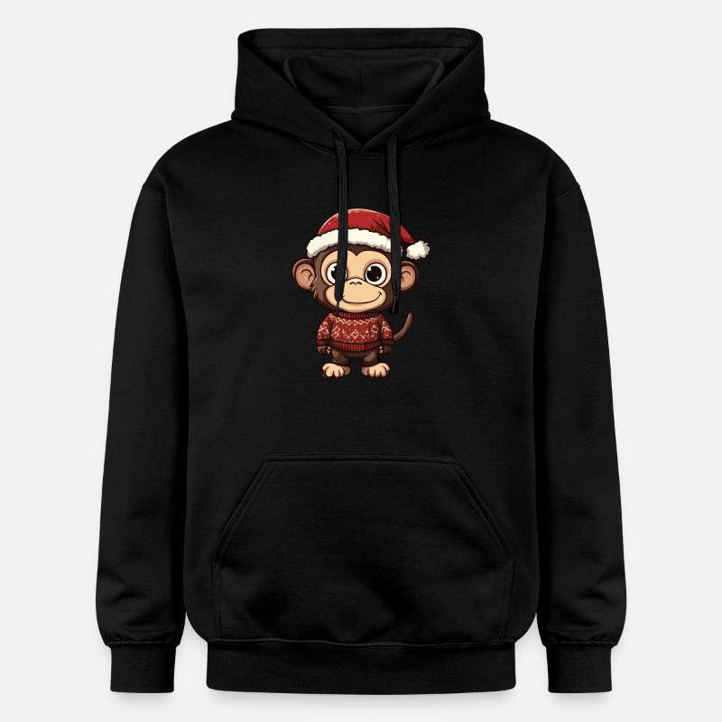 Bande dessinée de Noël Singe - Sweat à capuche Softstyle® Gildan Unisexe - noir