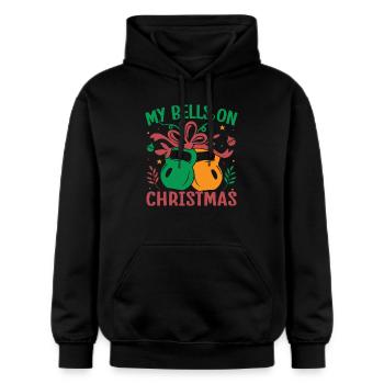 Fanatiques de fitness Mes cloches à Noël - Sweat à capuche Softstyle® Gildan Unisexe - noir - Devant - Marisol (170cm) & Nik (191cm)