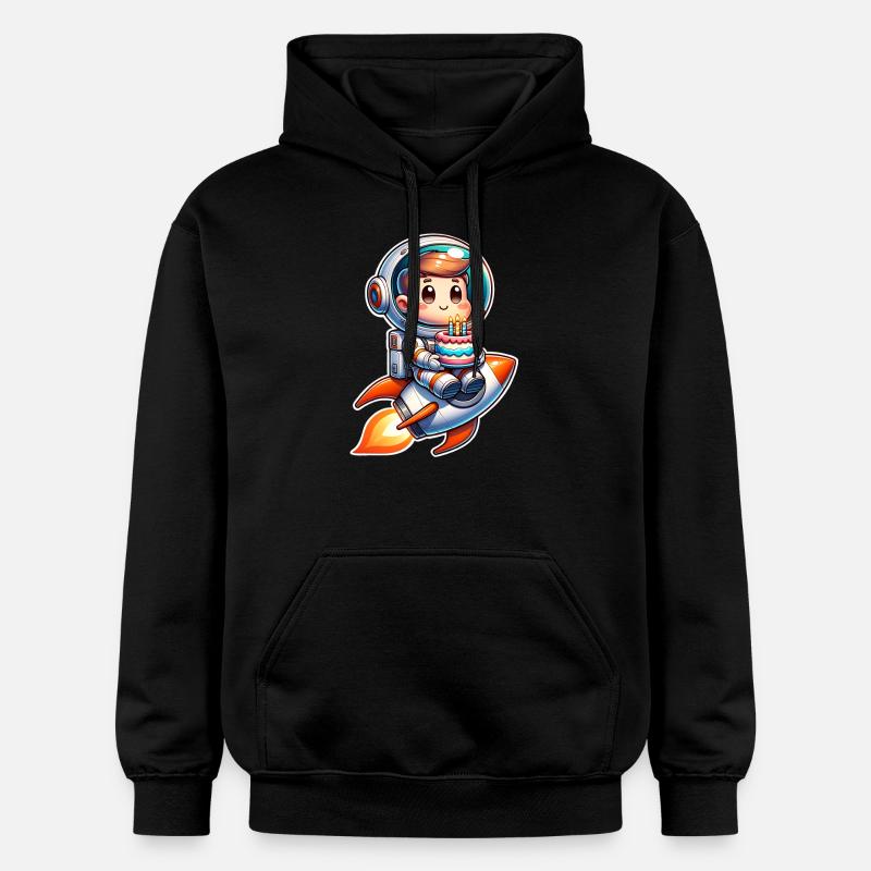 Astronaute Anniversaire Fusée - Sweat à capuche Softstyle® Gildan Unisexe - noir