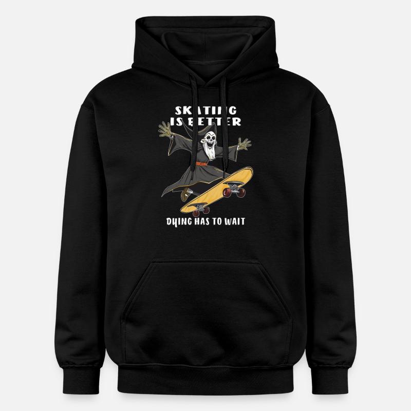 SKATEBOARD SKATING IS BETTER DYING - Gildan Unisex Softstyle® Midweight Hoodie - Schwarz