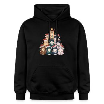 Festive Christmas Cats für den Katzenliebhaber - Gildan Unisex Softstyle® Midweight Hoodie - Schwarz - Vorne - Marisol (170cm) & Nik (191cm)