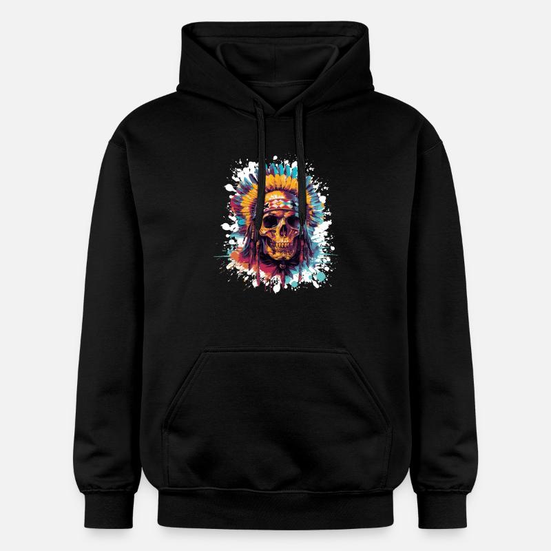 Crâne de chef indien - Sweat à capuche Softstyle® Gildan Unisexe - noir