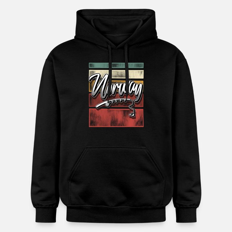 Norvège Pêche Pêche - Sweat à capuche Softstyle® Gildan Unisexe - noir