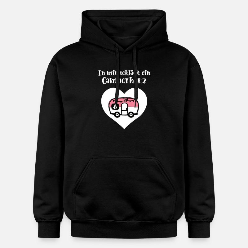 Camping mit Herz Campingfreunde Campingfans - Gildan Unisex Softstyle® Midweight Hoodie - Schwarz