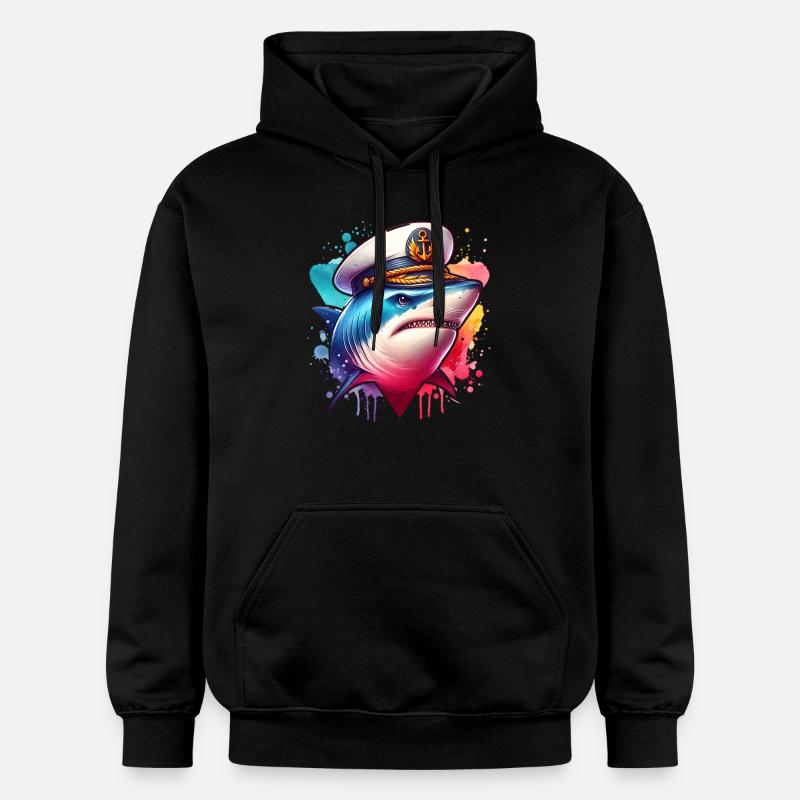 Capitaine requin - Sweat à capuche Softstyle® Gildan Unisexe - noir