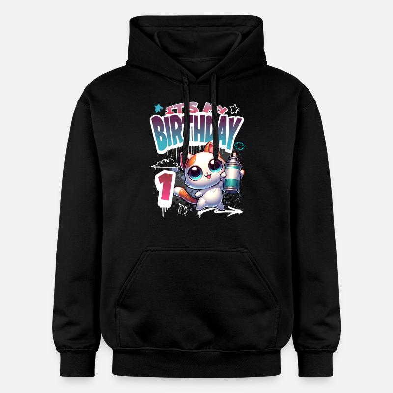 1er anniversaire chat graffiti - Sweat à capuche Softstyle® Gildan Unisexe - noir