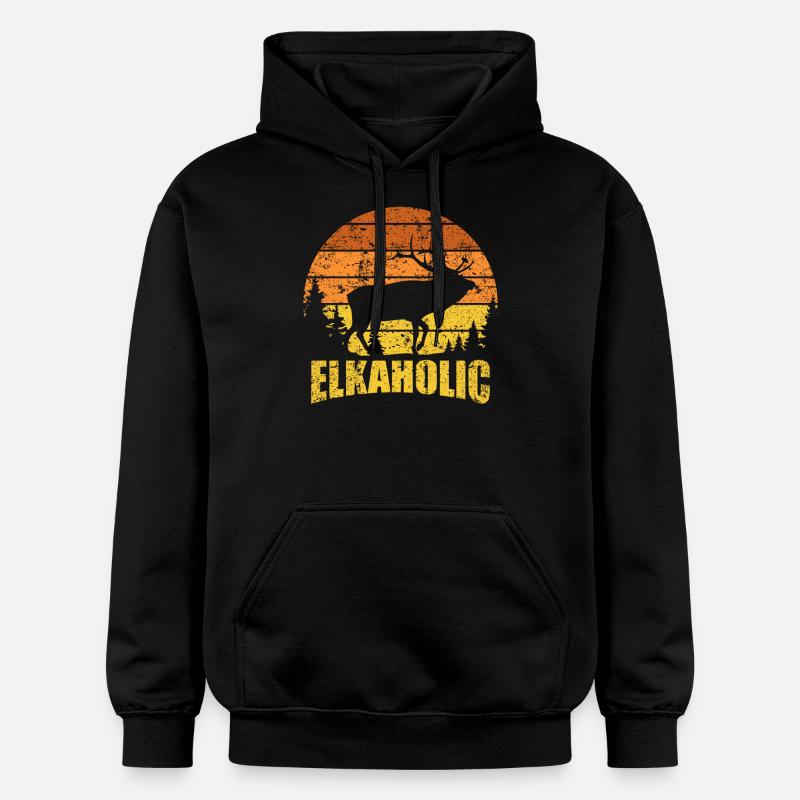 Chasse à l’élan Elkaholic Hunters - Sweat à capuche Softstyle® Gildan Unisexe - noir
