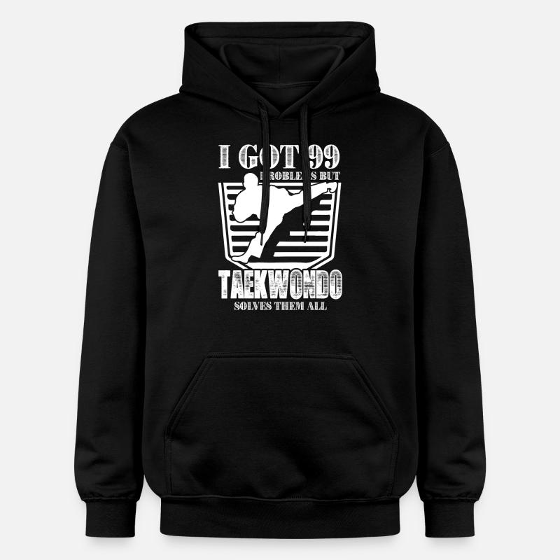 Taekwondo Solves All Problems - Gildan Unisex Softstyle® Midweight Hoodie - black