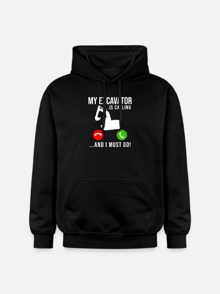 Excavator Construction Worker - Gildan Unisex Softstyle® Midweight Hoodie - black