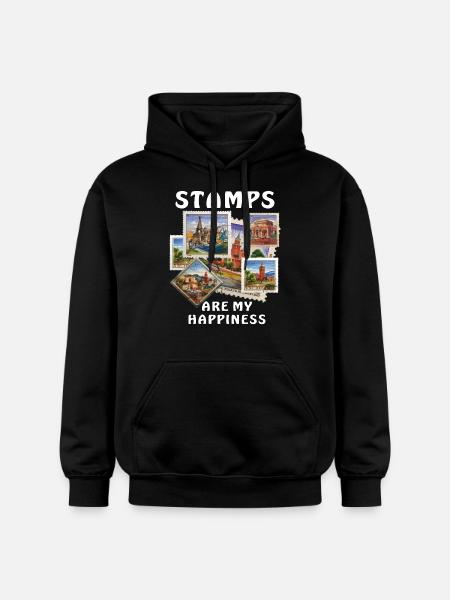 STAMPS ARE MY HAPPINESS - Gildan Unisex Softstyle® Midweight Hoodie - black