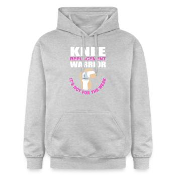Knie Operation - Gildan Unisex Softstyle® Midweight Hoodie - Hellgrau meliert - Vorne - Liana (172cm) & Jaron (178cm)