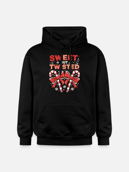 Candy Cane Sweet But Twisted Funny Christmas Xmas - Gildan Unisex Softstyle® Midweight Hoodie - black