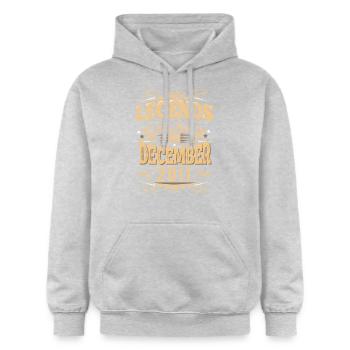 Dezember 2011 Geburtstag Legende - Gildan Unisex Softstyle® Midweight Hoodie - Hellgrau meliert - Vorne - Liana (172cm) & Jaron (178cm)