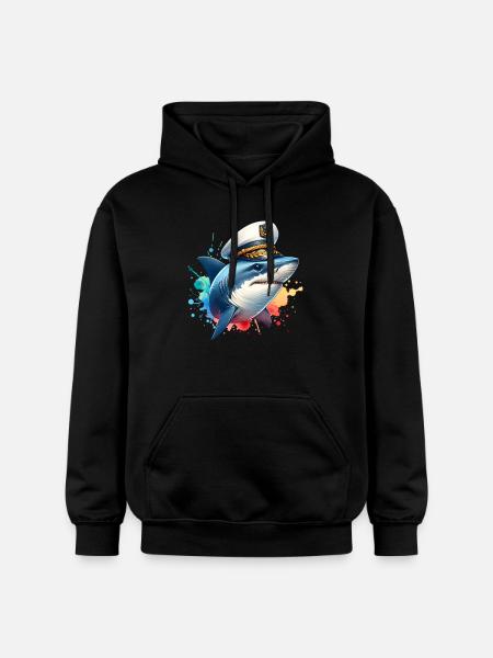 Shark-kaptein - Gildan Unisex Softstyle® Midweight Hoodie - svart