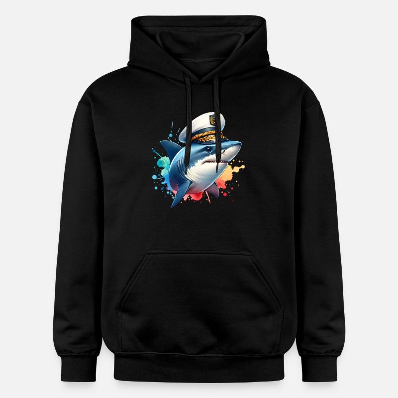 Capitaine requin - Sweat à capuche Softstyle® Gildan Unisexe - noir