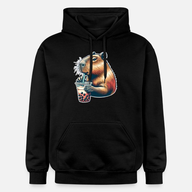 Capybara Bubble Tea - Gildan Unisex Softstyle® Midweight Hoodie - Schwarz