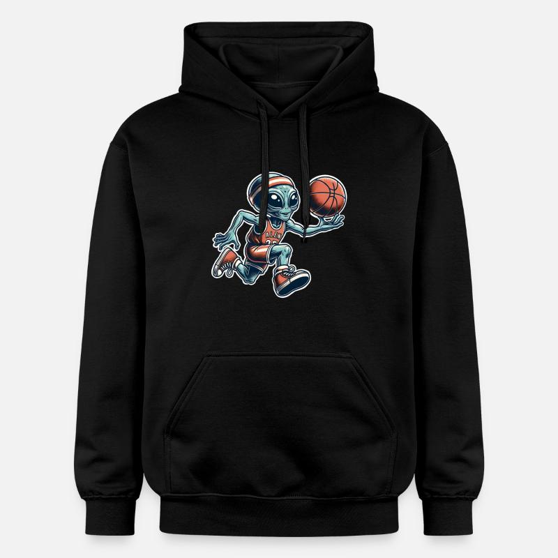 Alien Basketball Dunking - Sweat à capuche Softstyle® Gildan Unisexe - noir