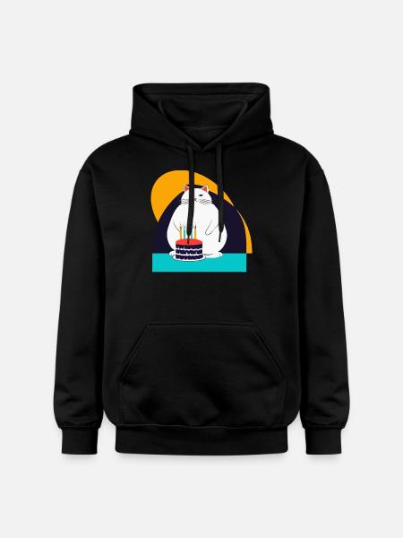 Cat celebrates fifth birthday - Gildan Unisex Softstyle® Midweight Hoodie - black