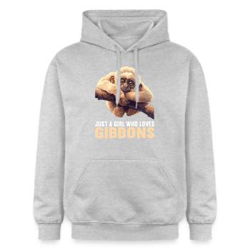 Gibbons Gibbon - Gildan Unisex Softstyle® Midweight Hoodie - Hellgrau meliert - Vorne - Liana (172cm) & Jaron (178cm)