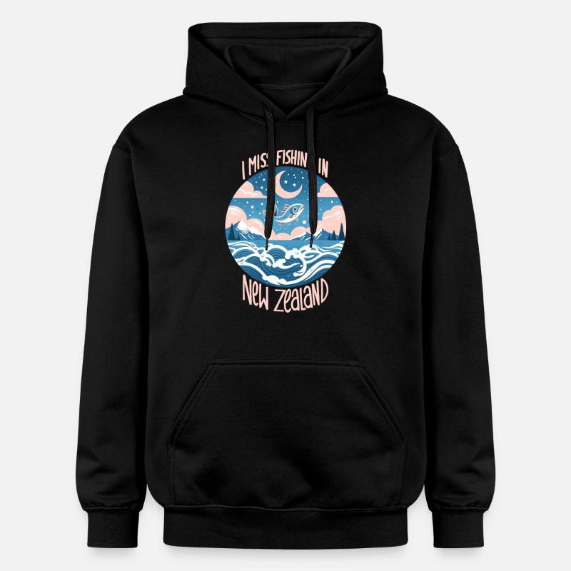Pêche en Nouvelle-Zélande - Sweat à capuche Softstyle® Gildan Unisexe - noir