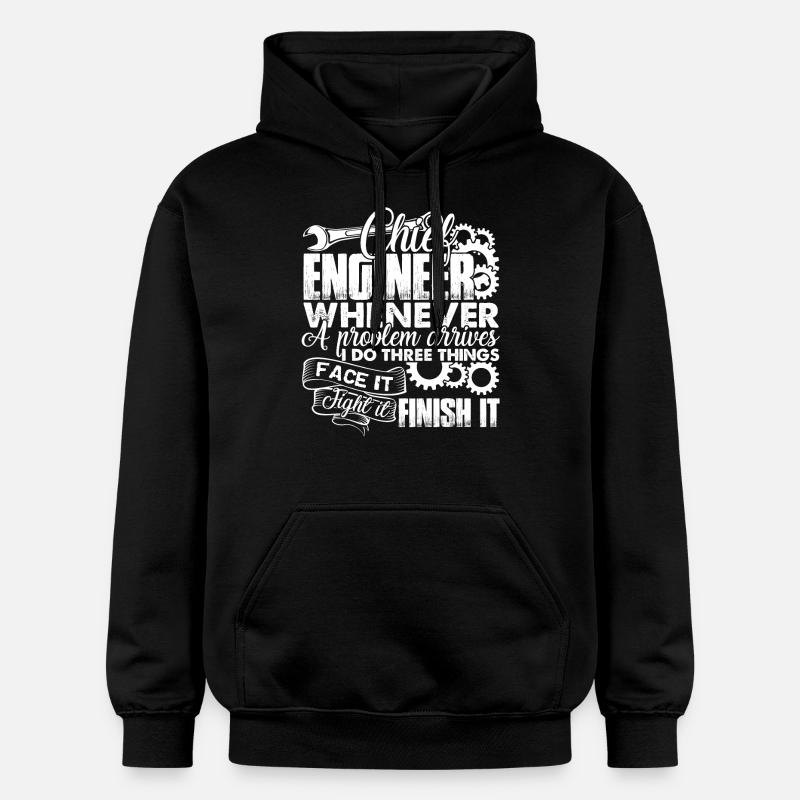 Chief Engineer Solves Problem - Gildan Unisex Softstyle® Midweight Hoodie - black