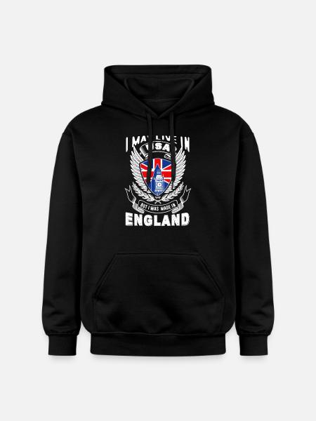 I May Live In USA But I Was Made In England - Gildan Unisex Softstyle® Midweight Hoodie - black