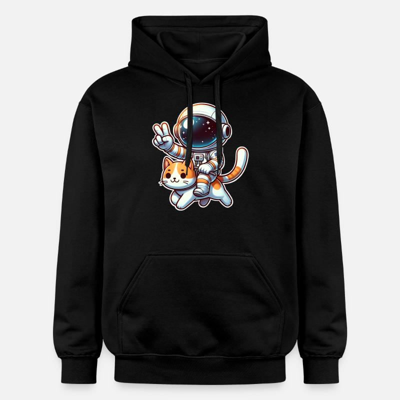 Chat astronaute - Sweat à capuche Softstyle® Gildan Unisexe - noir