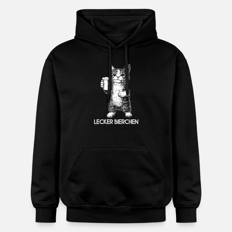 Lecker Bierchen Katze mit Bier - Gildan Unisex Softstyle® Midweight Hoodie - Schwarz
