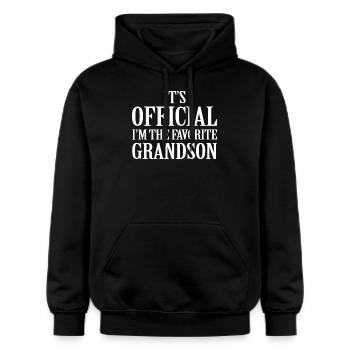C'est officiel, je suis le petit-fils préféré - Sweat à capuche Softstyle® Gildan Unisexe - noir - Devant - Marisol (170cm) & Nik (191cm)