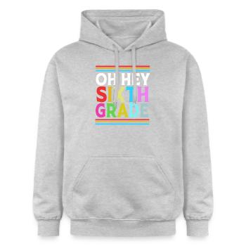 6. Klasse - Gildan Unisex Softstyle® Midweight Hoodie - Hellgrau meliert - Vorne - Liana (172cm) & Jaron (178cm)