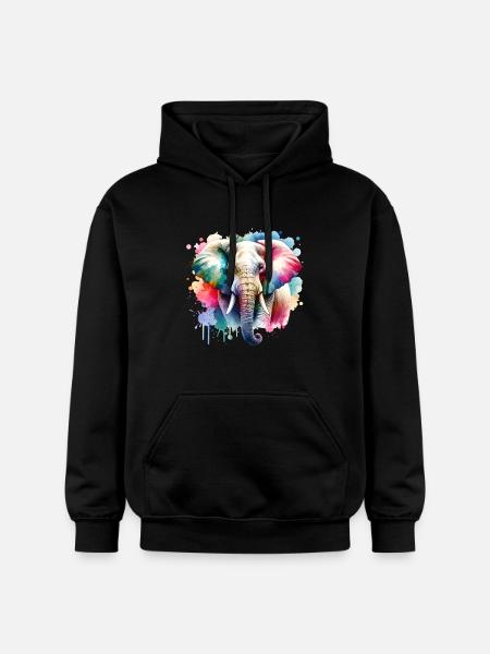 Éléphant - Sweat à capuche Softstyle® Gildan Unisexe - noir