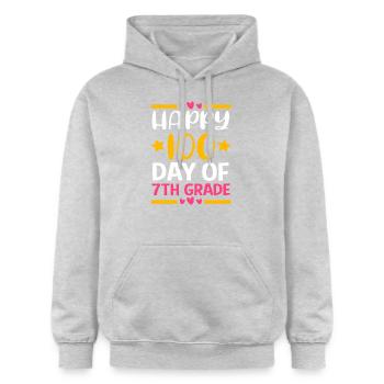 7. Klasse - Gildan Unisex Softstyle® Midweight Hoodie - Hellgrau meliert - Vorne - Liana (172cm) & Jaron (178cm)