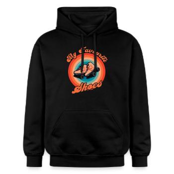Rollerskater My Shoes Rollschuh Disco - Gildan Unisex Softstyle® Midweight Hoodie - Schwarz - Vorne - Marisol (170cm) & Nik (191cm)