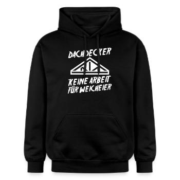 Meester Dakdekker Dakdekker - Gildan uniseks Softstyle® Midweight hoodie - zwart - Voor - Marisol (170cm) & Nik (191cm)