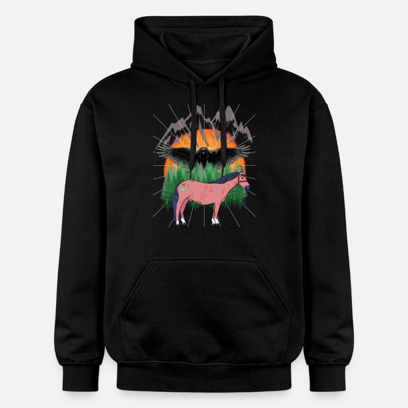 Chamanes Cheval Chevaux - Sweat à capuche Softstyle® Gildan Unisexe - noir
