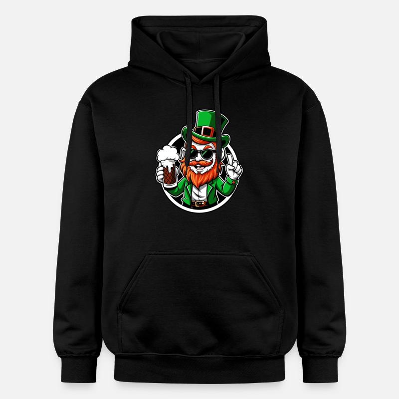 Leprechaun & Beer - Saint-Patrick - Irlande - Sweat à capuche Softstyle® Gildan Unisexe - noir