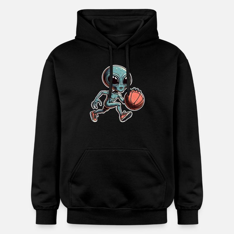 Alien Basketball Dunking - Sweat à capuche Softstyle® Gildan Unisexe - noir