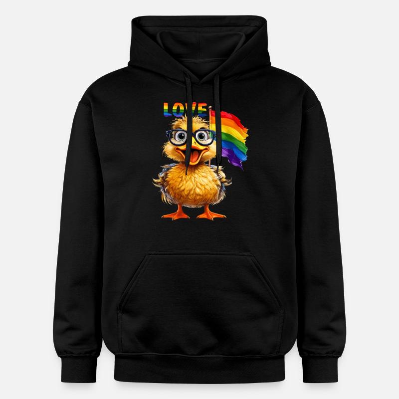 CANARD ARC-EN-CIEL DRAPEAU AMOUR - Sweat à capuche Softstyle® Gildan Unisexe - noir