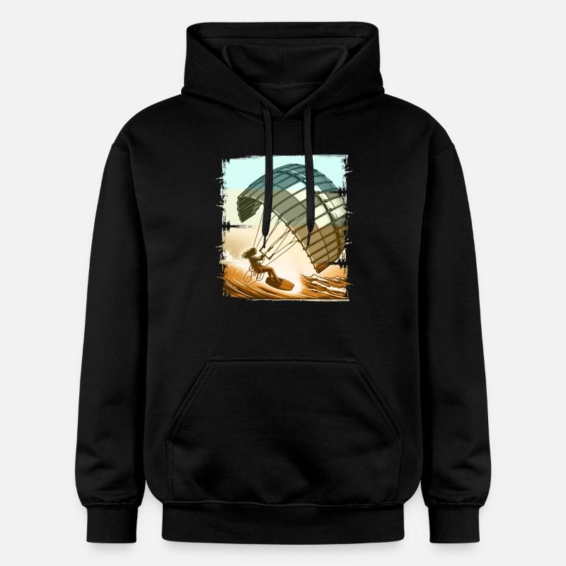 Kitesurf Kitesurfer Kiteboard - Sweat à capuche Softstyle® Gildan Unisexe - noir