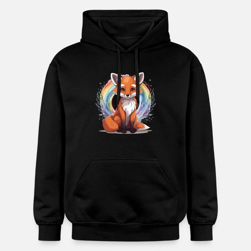 Renard arc-en-ciel Renards Renarde Enfant - Sweat à capuche Softstyle® Gildan Unisexe - noir